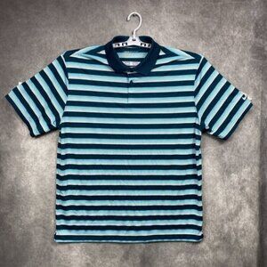 Nike Golf Standard Fit Polo Shirt XL Multi-Blue White Striped Golfer Performance